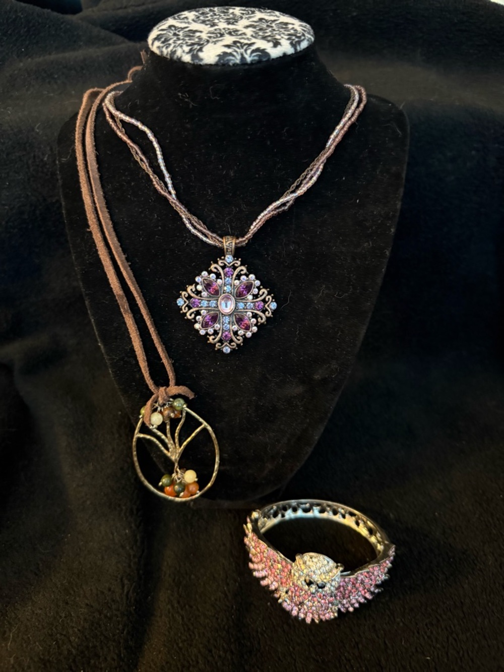 Lia Sophia, vintage owl bracelet and cool tree of life